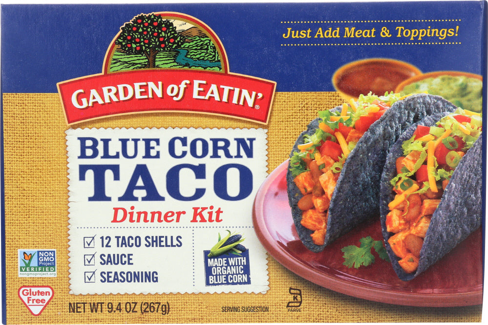 GARDEN OF EATIN: Taco Dinner Kit Blue Organic, 9.4 oz - Vending Business Solutions