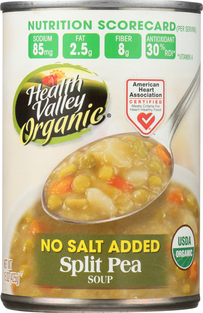 HEALTH VALLEY: Organic Split Pea Soup No Salt Added, 15 Oz - Vending Business Solutions