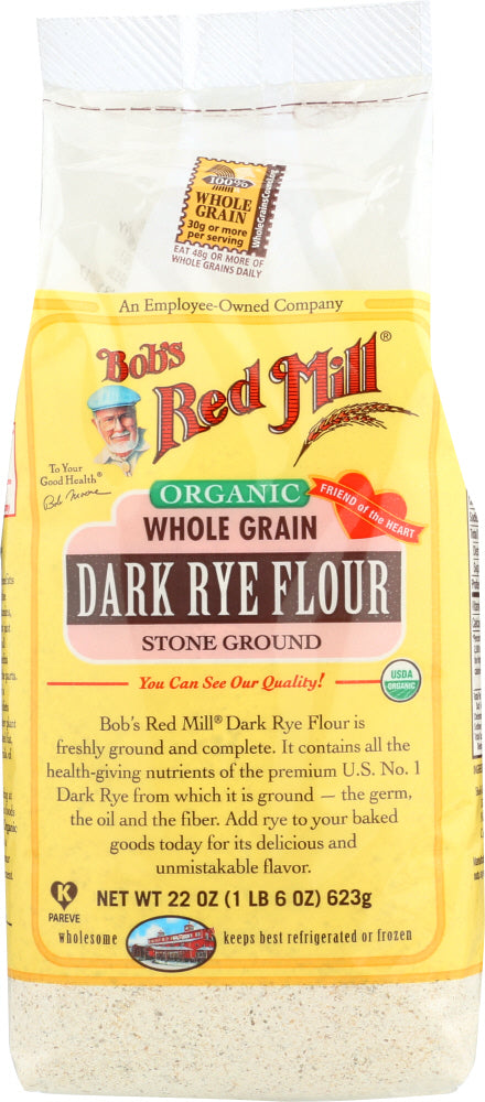 BOBS RED MILL: Organic Whole Grain Dark Rye Flour, 22 oz - Vending Business Solutions