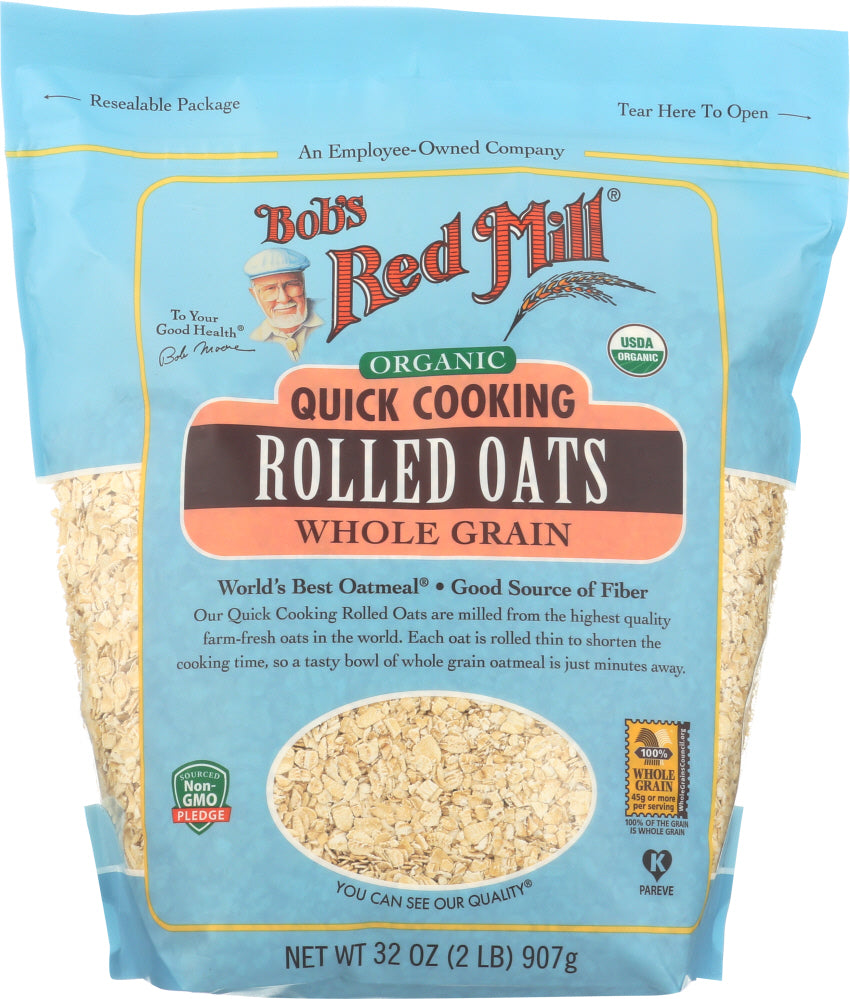 BOBS RED MILL: Organic Quick Cooking Rolled Oats, 32 oz - Vending Business Solutions