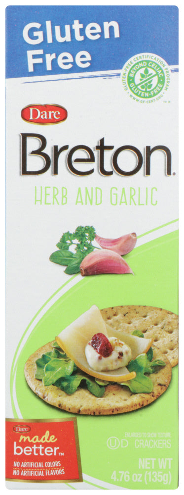 DARE: Breton Cracker Gluten Free Herb Garlic, 4.76 oz - Vending Business Solutions