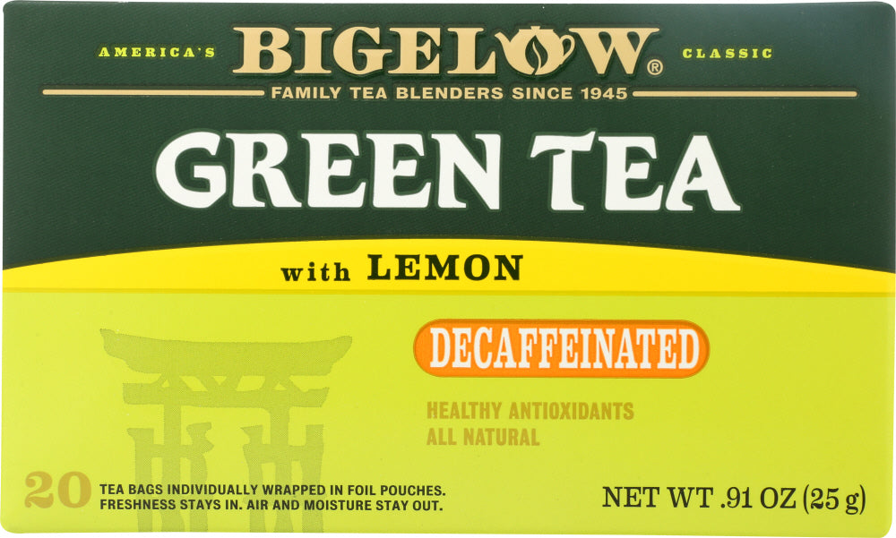 BIGELOW: Green Tea with Lemon Decaf 20 Bags, 0.91 oz - Vending Business Solutions