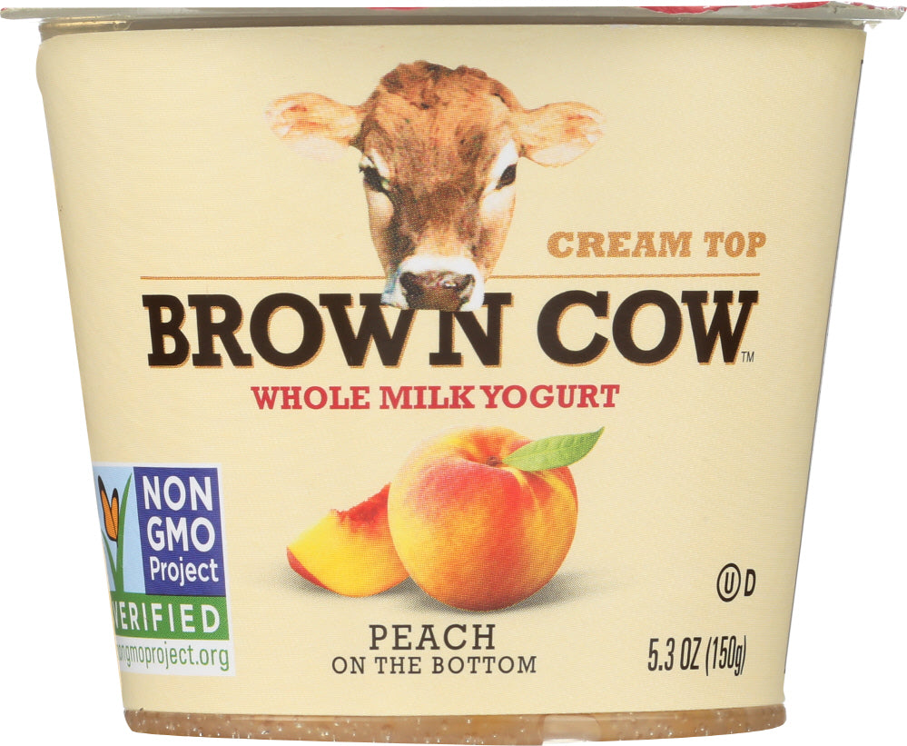 BROWN COW: Yogurt Peach On The Bottom Cream Top, 5.3 oz - Vending Business Solutions