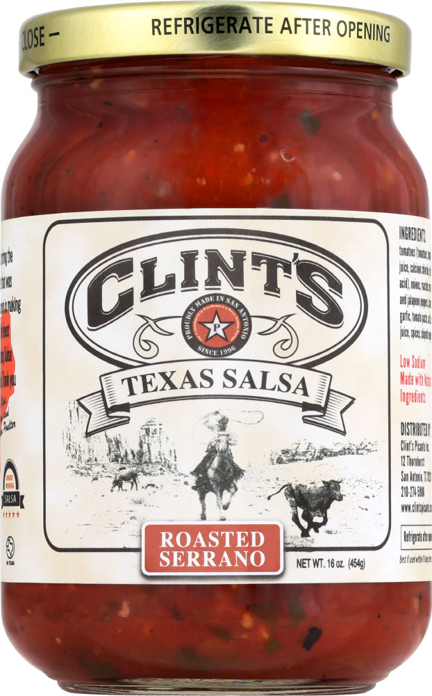 CLINTS: Salsa Roasted Serrano, 16 oz - Vending Business Solutions