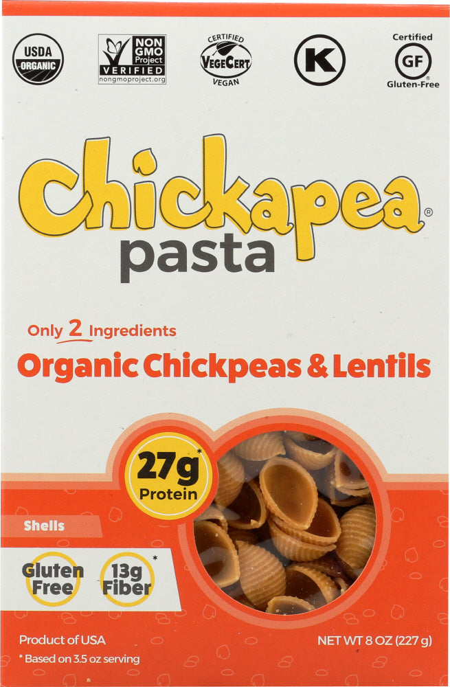 CHICKAPEA: Organic Chickpea and Red Lentil Pasta Shells, 8 oz - Vending Business Solutions