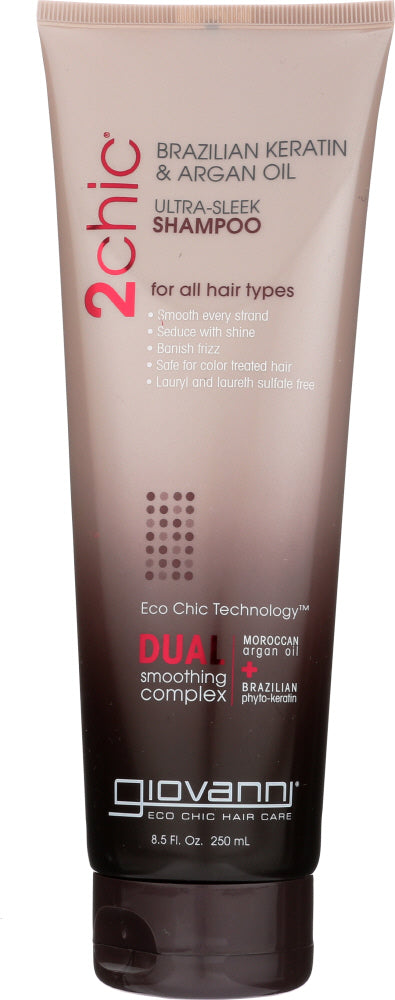 GIOVANNI COSMETICS: Ultra-Sleek Shampoo Brazilian Keratin & Argan Oil, 8.5 oz - Vending Business Solutions
