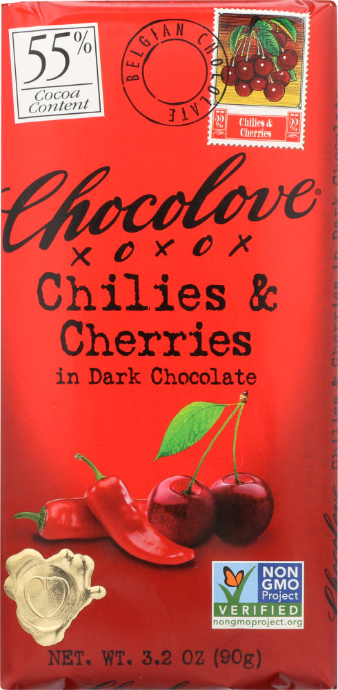 CHOCOLOVE: Chilies & Cherries in Dark Chocolate, 3.2 oz - Vending Business Solutions