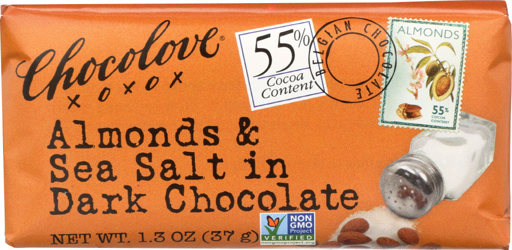 CHOCOLOVE: Almonds and Sea Salt in Dark Chocolate Mini Bar, 1.3 oz - Vending Business Solutions