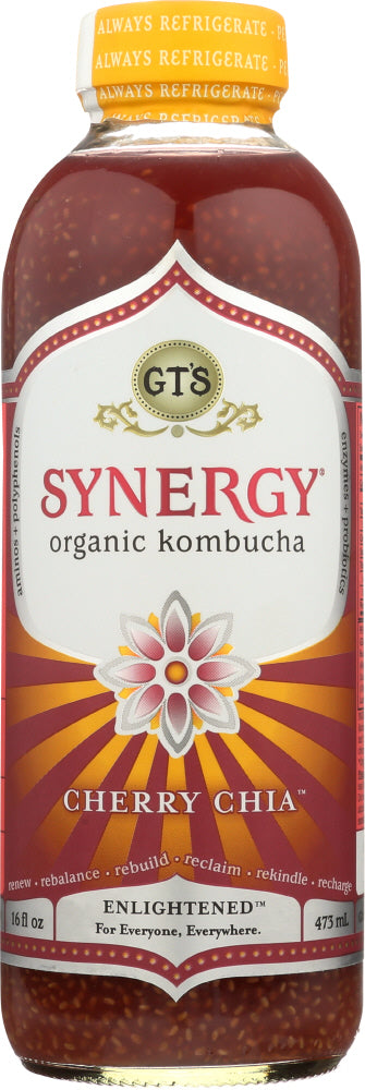 GT'S ENLIGHTENED: Synergy Organic Kombucha Cherry Chia, 16 fl oz - Vending Business Solutions