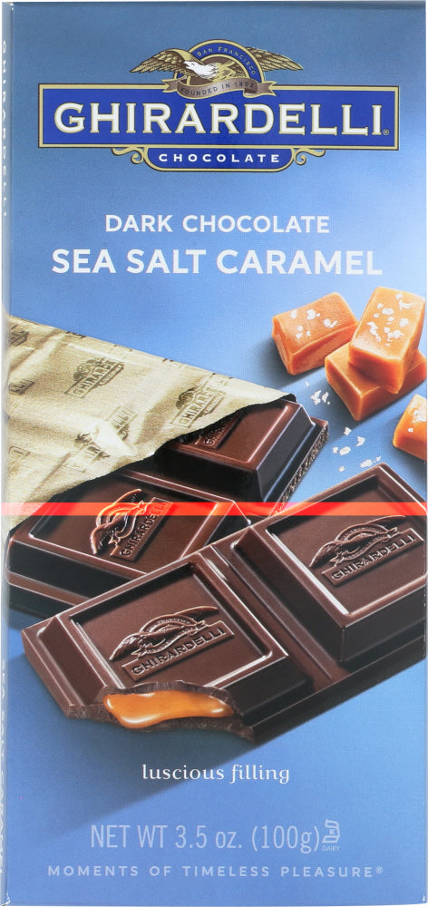 Ghirardelli Dark Chocolate Bar with Sea Salt Caramel Filling, 3.5