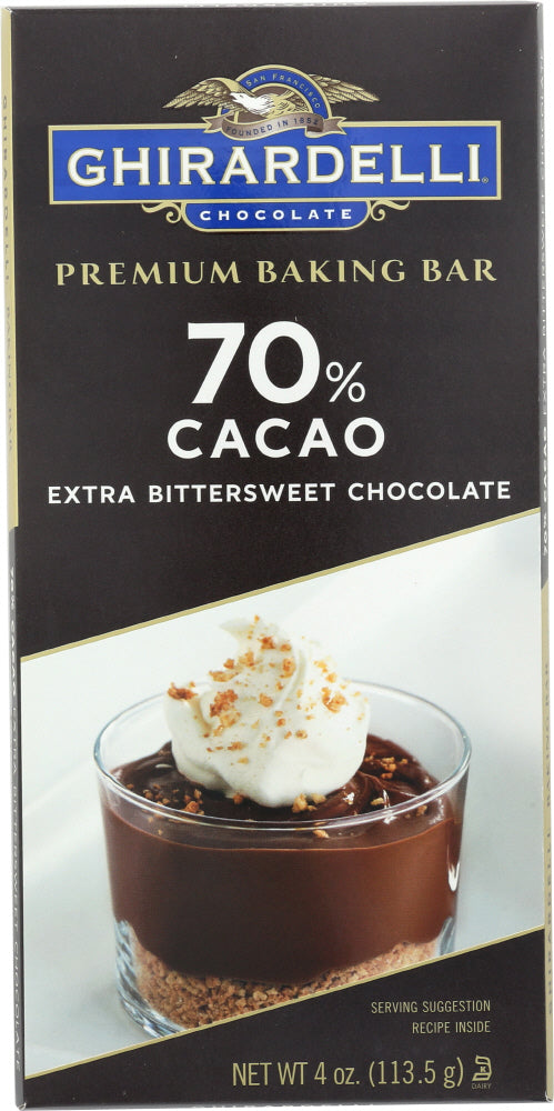 GHIRARDELLI: Chocolate Baking Bar 70% Extra Bittersweet, 4 oz - Vending Business Solutions