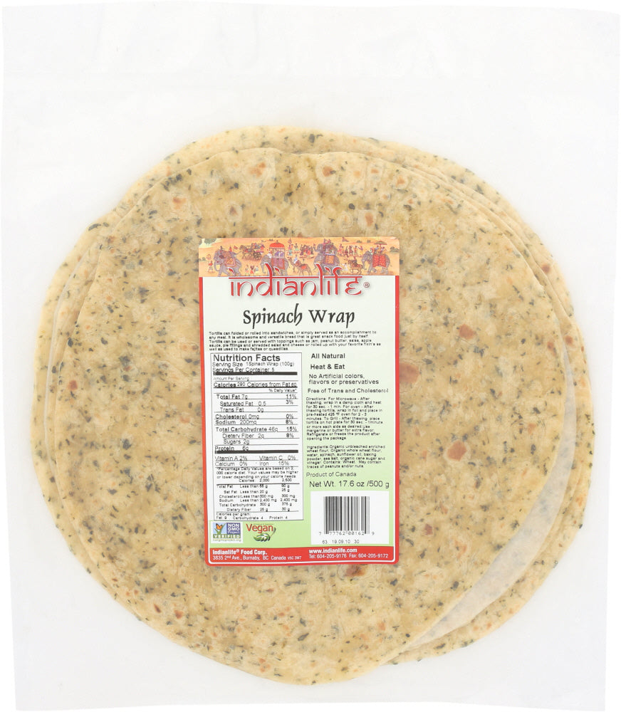 INDIANLIFE: Spinach Wrap, 17.60 oz - Vending Business Solutions