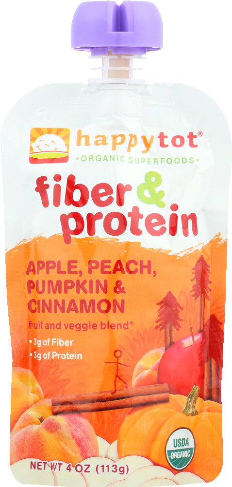 HAPPY BABY: Fiber & Protein Pears, Apples, Peaches, Pumpkin & Cinnamon 4 oz - Vending Business Solutions
