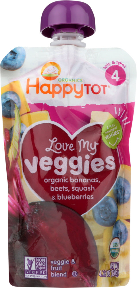 HAPPY TOT: Veggies Ban Beet Squash Blueberries Organic, 4.22 oz - Vending Business Solutions
