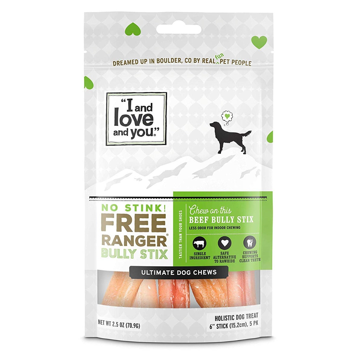 I&LOVE&YOU: No Stink Free Ranger Beef Bully Stix Dog Chews, 2.5 oz - Vending Business Solutions