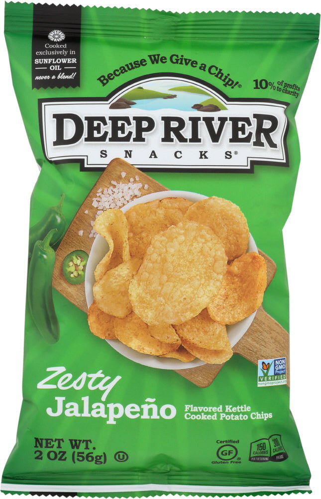 DEEP RIVER: Kettle Cooked Potato Chips Zesty Jalapeno, 2 oz - Vending Business Solutions