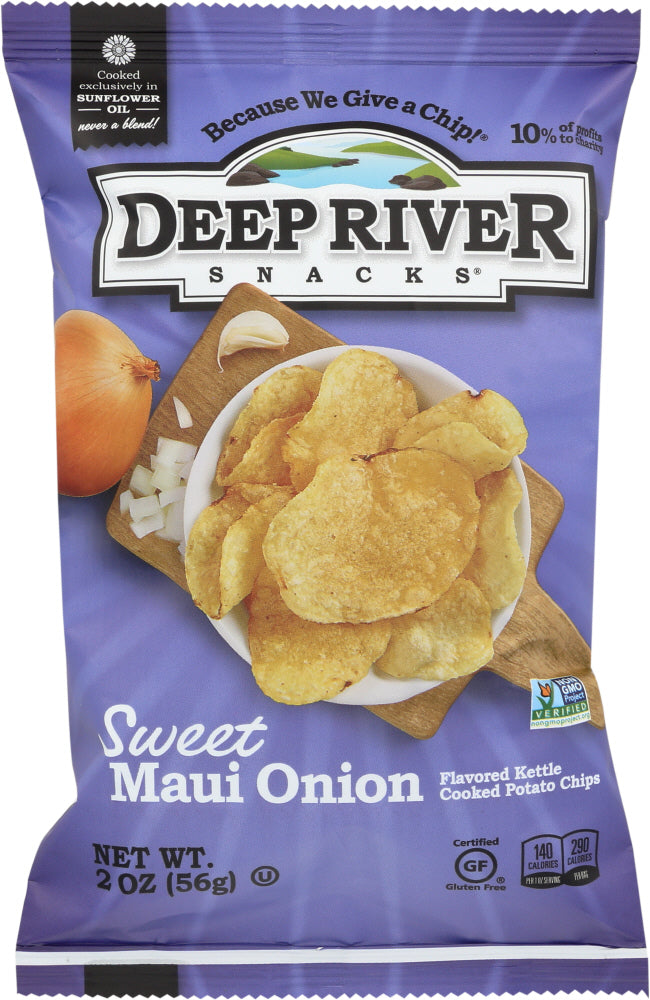 DEEP RIVER: Kettle Cooked Potato Chips Sweet Maui Onion, 2 oz - Vending Business Solutions