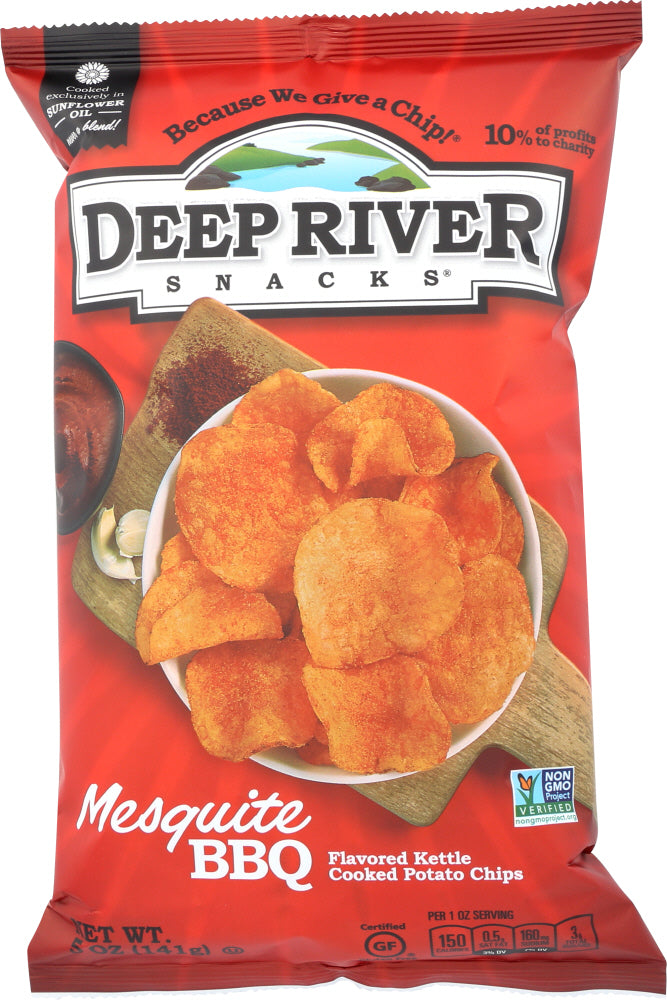 DEEP RIVER: Kettle Cooked Potato Chips Mesquite BBQ, 5 oz - Vending Business Solutions