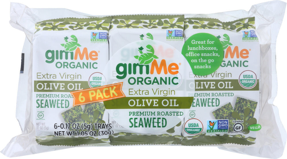 GIMME: Organic Premium Roasted Seaweed Extra Virgin Olive Oil 6x0.17oz, 1.05 oz - Vending Business Solutions