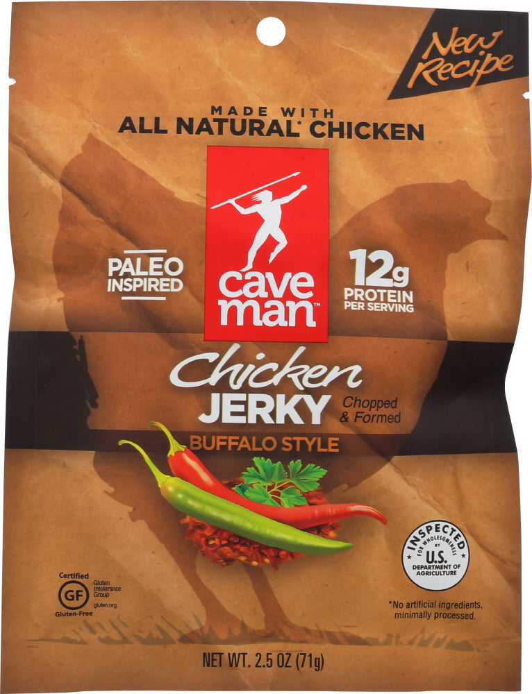 CAVEMAN FOODS: Chicken Jerky Buffalo Style 2.5 Oz - Vending Business Solutions