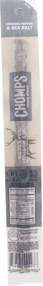 CHOMPS: Venison Stick Pepper Salt, 1.15 oz - Vending Business Solutions