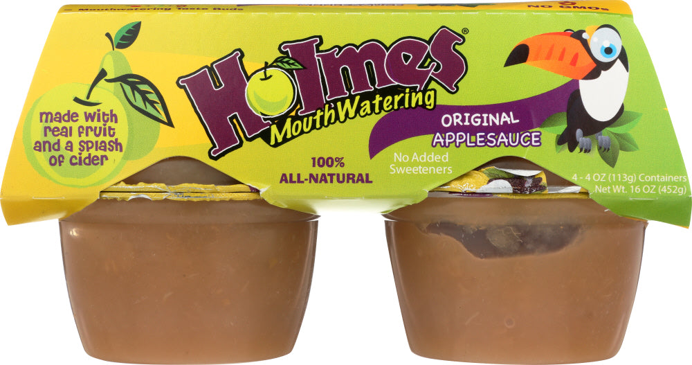 HOLMES MOUTHWATERING APPLESAUCE: Applesauce Original 4 Pack, 16 oz - Vending Business Solutions