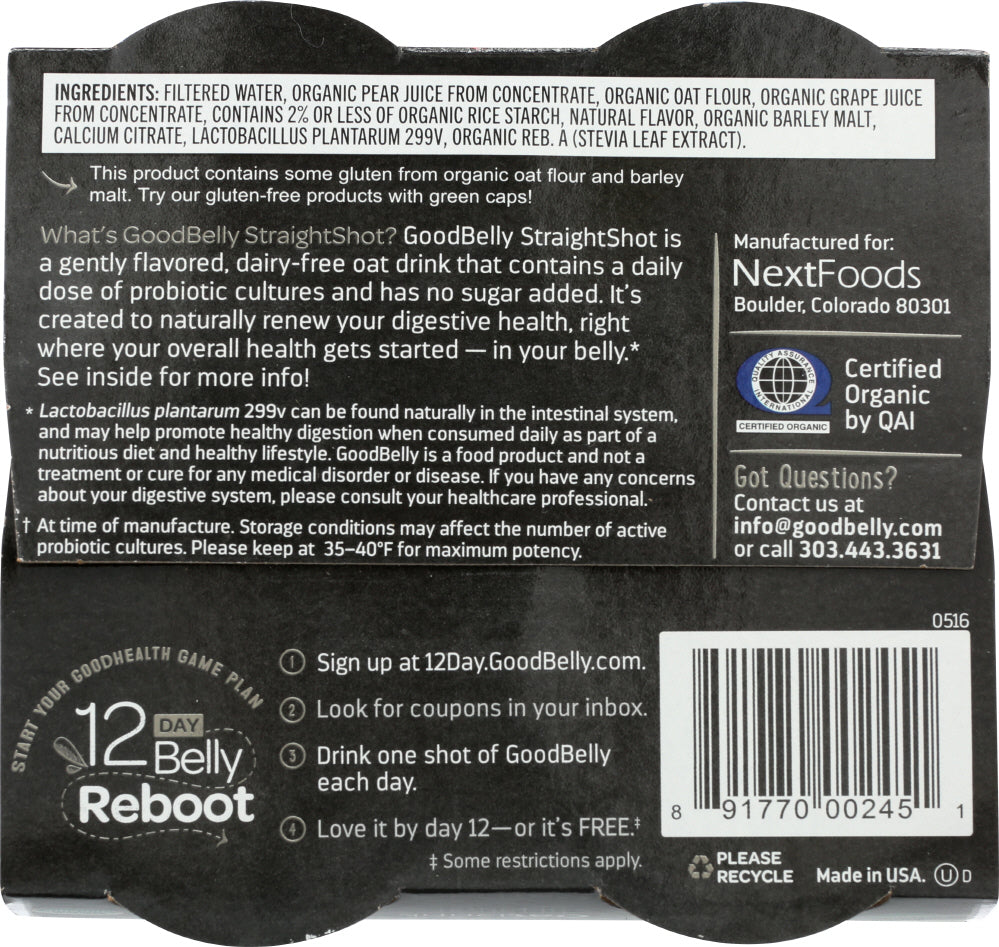 GOOD BELLY: STRAIGHT SHOT PLAIN FLAVOR (2.700 OZ) - Vending Business Solutions