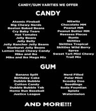 GUMBALL/CANDY DISPLAY CARD WITH NUTRITION INFORMATION 4.5" X 6.25" - Vending Business Solutions