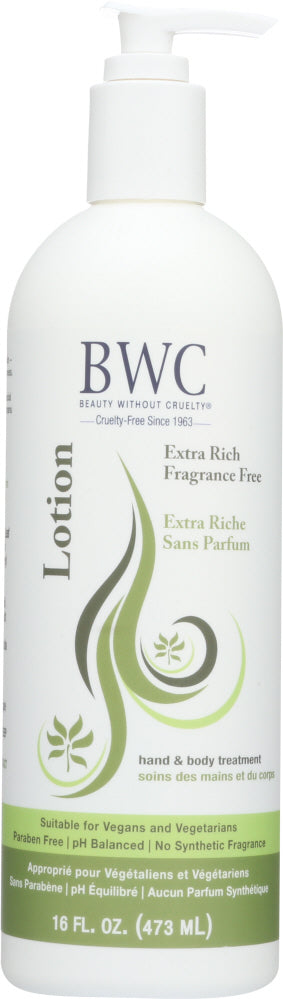 BEAUTY WITHOUT CRUELTY: Hand & Body Lotion Extra Rich Fragrance Free, 16 oz - Vending Business Solutions