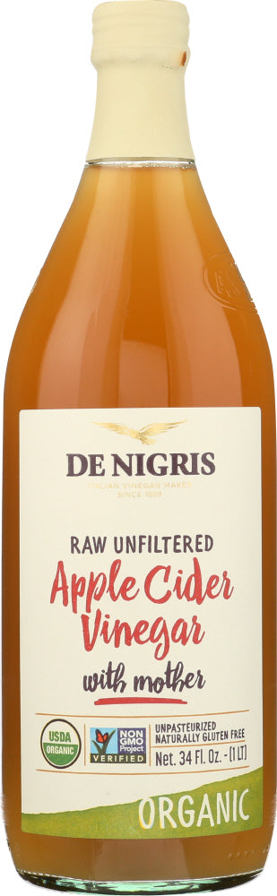 DE NIGRIS: Organic Apple Cider Vinegar Unfiltered, 34 oz - Vending Business Solutions