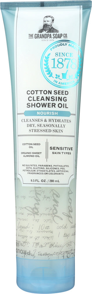 GRANDPAS: Cotton Seed Cleansing Shower Oil, 9.5 oz - Vending Business Solutions