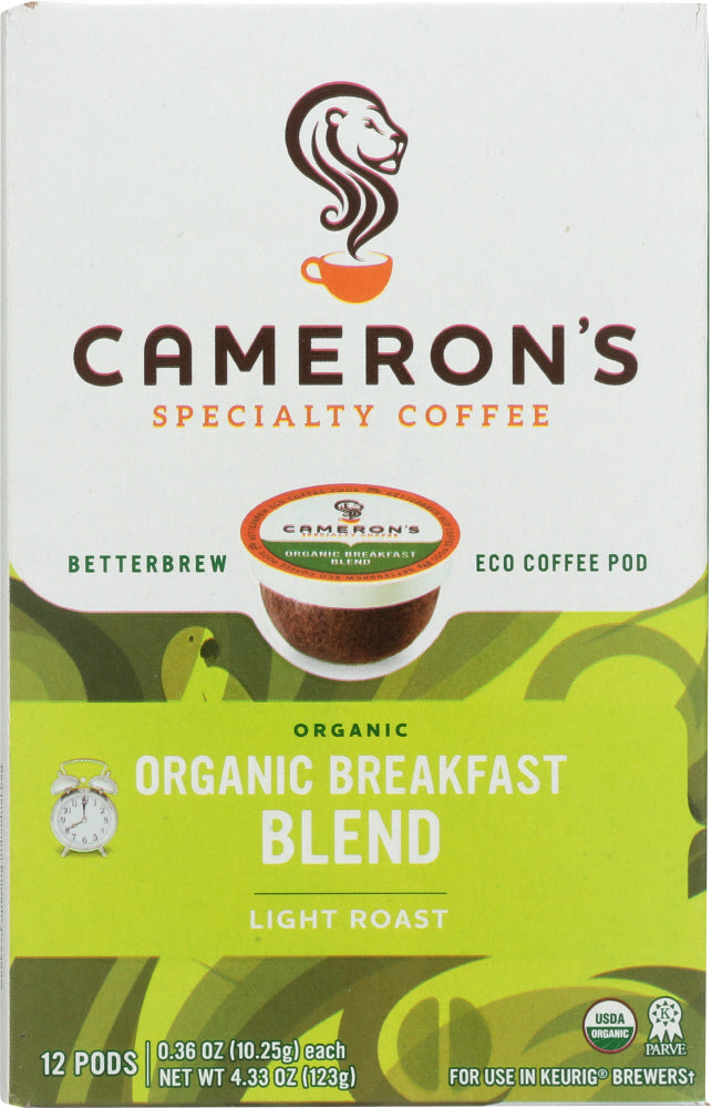 CAMERONS COFFEE: Breakfast Blend Organic Coffee 12 packets, 4.33 oz - Vending Business Solutions