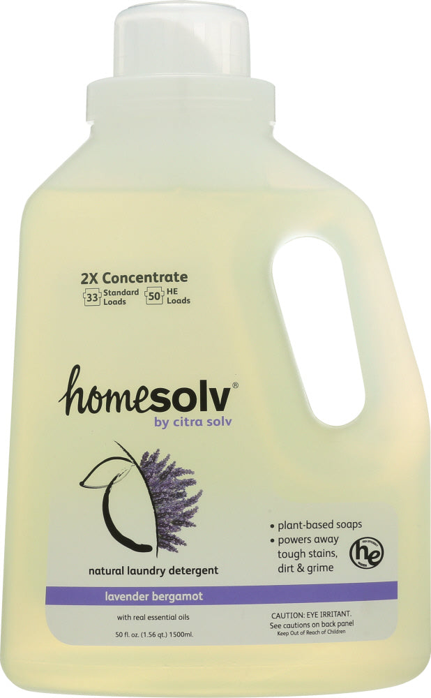 HOME SOLV: Natural Laundry Detergent 2X Concentrate Liquid Lavender Bergamot, 50 oz - Vending Business Solutions
