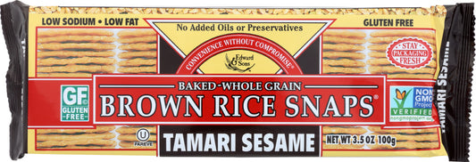 EDWARD & SONS: Brown Rice Snaps Tamari Sesame, 3.5 oz - Vending Business Solutions