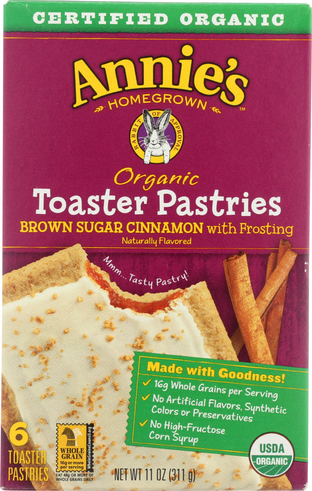 ANNIES HOMEGROWN: Organic Toaster Pastries Brown Sugar Cinnamon 6 ct, 11 oz - Vending Business Solutions