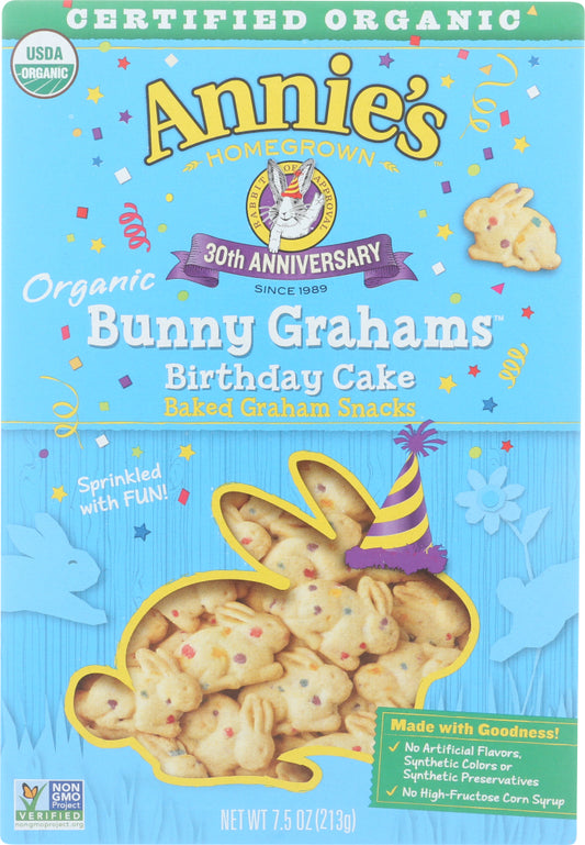 ANNIES HOMEGROWN: Organic Birthday Cake Bunny Grahams Snack, 7.5 oz - Vending Business Solutions