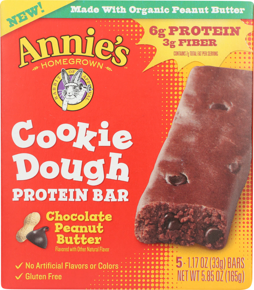ANNIES HOMEGROWN: Chocolate Peanut Butter Cookie Dough Protein Bars, 5.85 oz - Vending Business Solutions