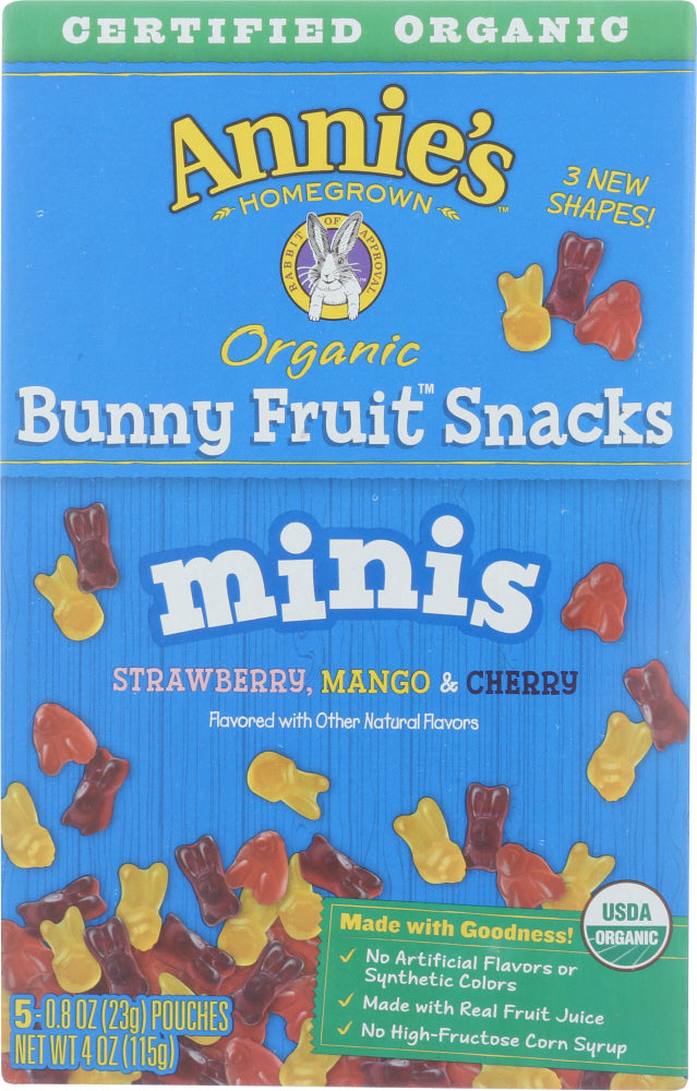 ANNIES HOMEGROWN: Organic Minis Bunny Fruit Snacks, 4 oz - Vending Business Solutions