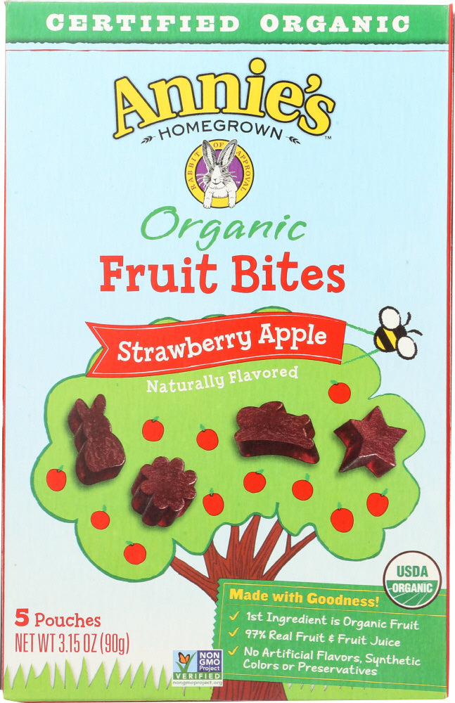 ANNIES HOMEGROWN: Organic Fruit Bites Strawberry Apple, 3.15 oz - Vending Business Solutions