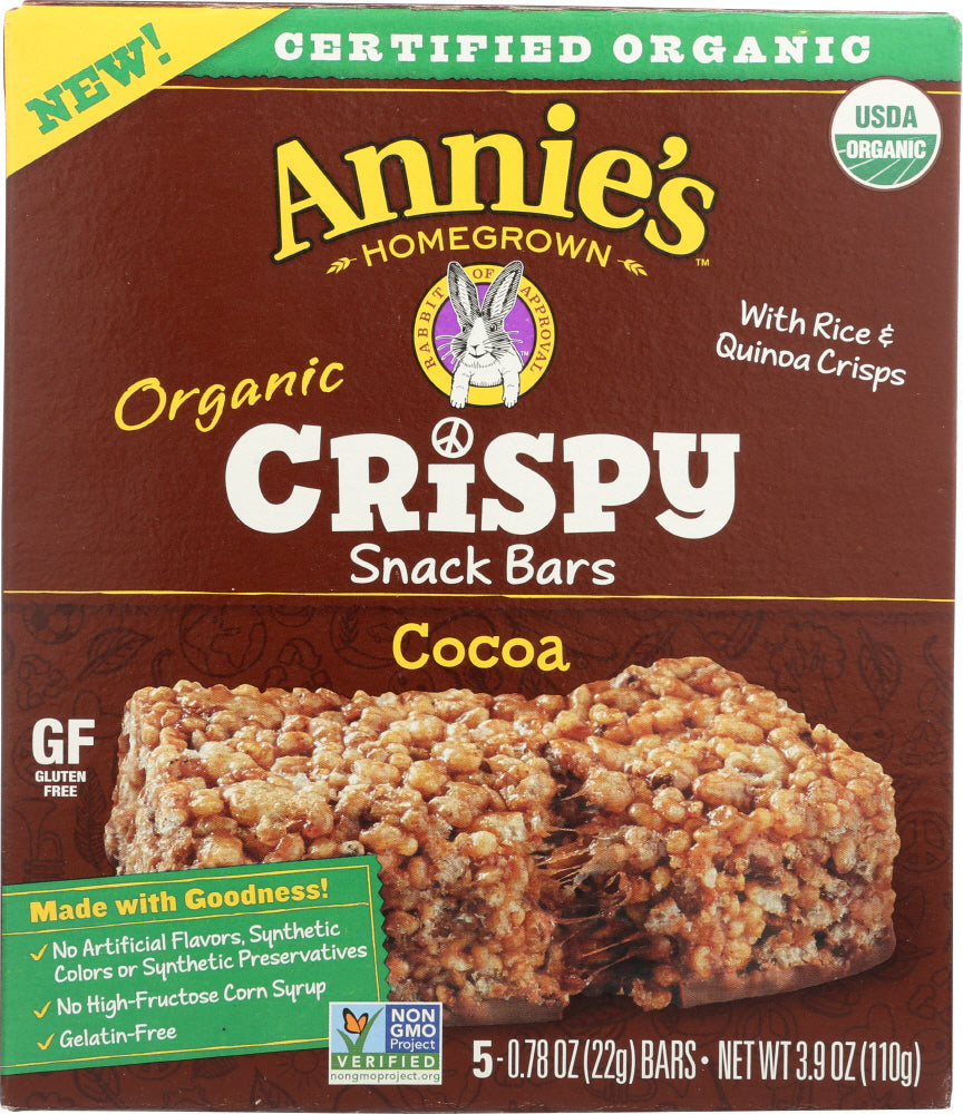 ANNIES HOMEGROWN: Bars Crispy Cocoa Organic, 3.9 oz - Vending Business Solutions