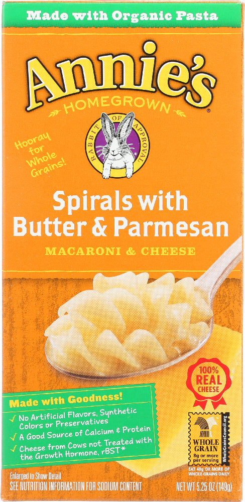 ANNIES HOMEGROWN: Macaroni & Cheese Spirals with Butter & Parmesan, 6 oz - Vending Business Solutions