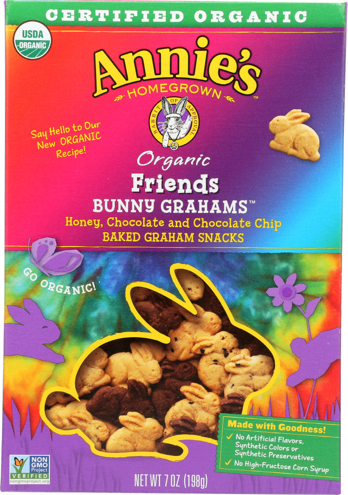 ANNIES HOMEGROWN: Friends Organic Bunny Grahams Honey Chocolate & Chocolate Chip, 7 oz - Vending Business Solutions