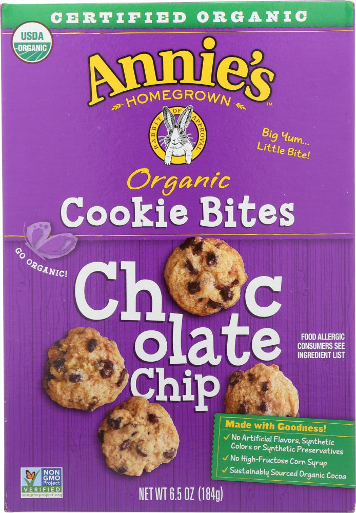 ANNIES HOMEGROWN: Organic Cookie Bites Chocolate Chips, 6.5 oz - Vending Business Solutions