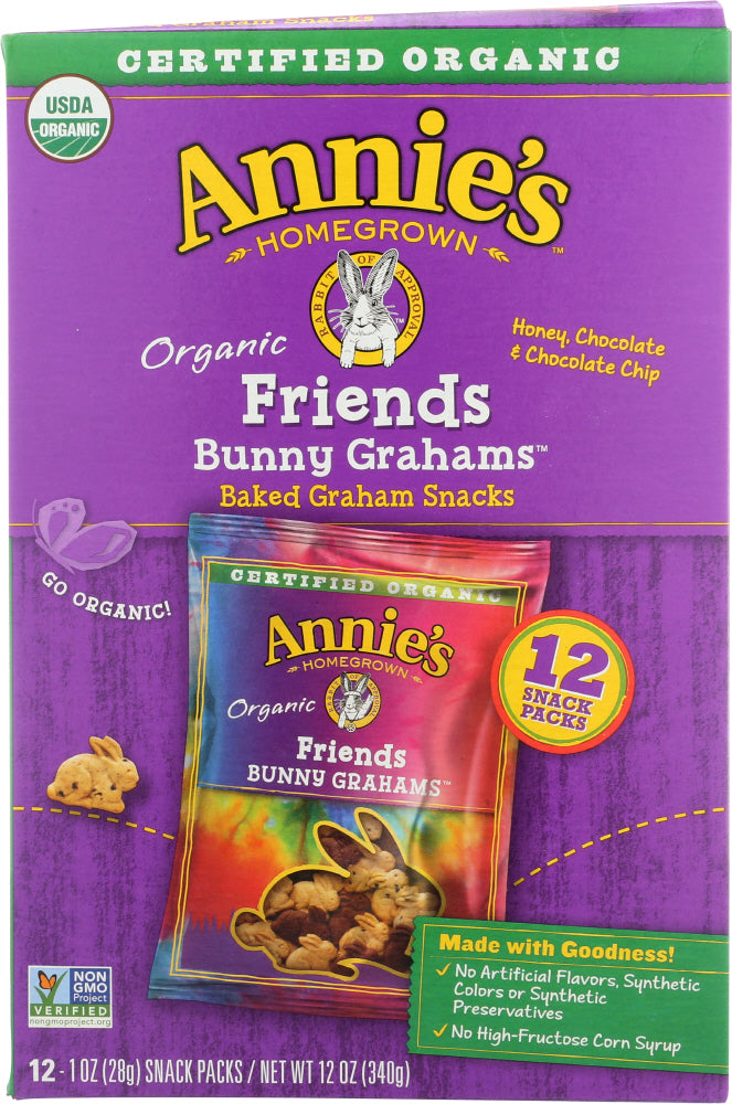 ANNIES HOMEGROWN: Organic Friends Bunny Grahams Baked Snacks 12 Pack, 12 oz - Vending Business Solutions