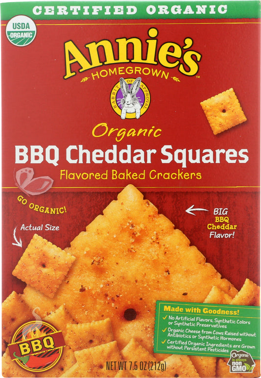 ANNIES HOMEGROWN: Organic BBQ Cheddar Squares Crackers, 7.5 oz - Vending Business Solutions