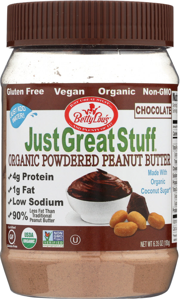 JUST GREAT STUFF: Chocolate Organic Powdered Peanut Butter, 6.43oz - Vending Business Solutions