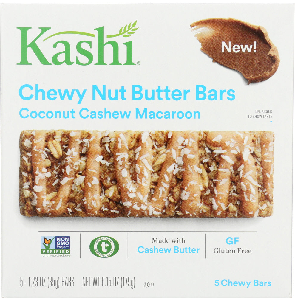 KASHI: Chewy Nut Butter Bars Coconut Cashew Macaroon, 6.15 oz - Vending Business Solutions