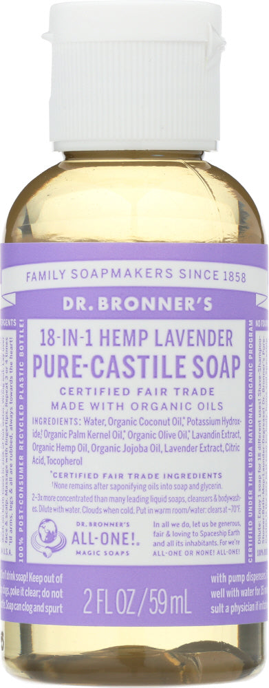 DR BRONNER'S: 18-in-1 Hemp Lavender Pure Castile Soap, 2 oz - Vending Business Solutions