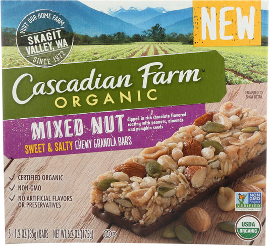 CASCADIAN FARM: Mixed Nut Sweet & Salty Chewy Granola Bars, 6.2 oz - Vending Business Solutions