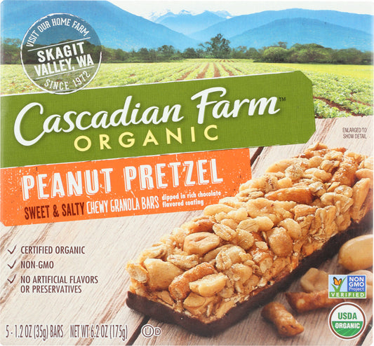 CASCADIAN FARM: Sweet & Salty Peanut Pretzel Chewy Granola Bars, 6.2 oz - Vending Business Solutions